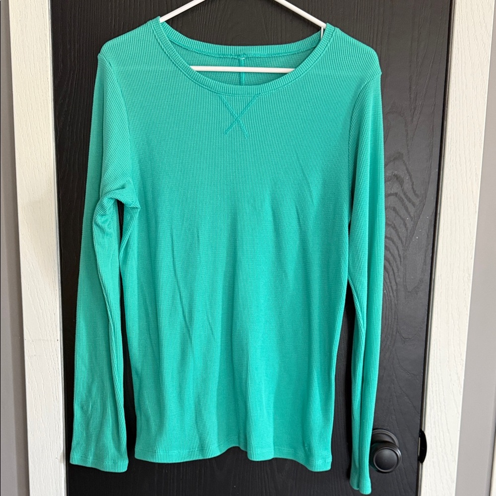 Under Armour Teal Ribbed Long-Sleeve Crew Henley Top